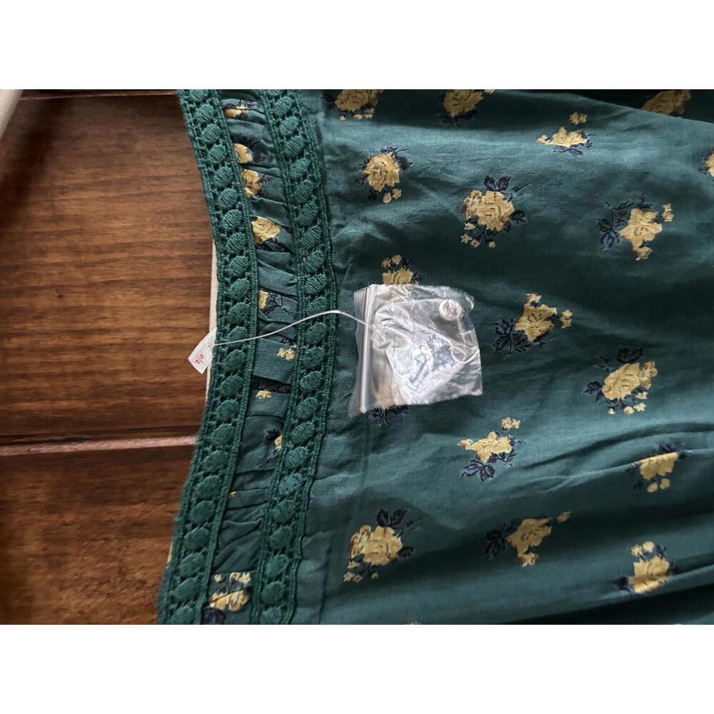 Free People Teal Green Midi Dress with Gold Floral Print - Picture 4 of 4